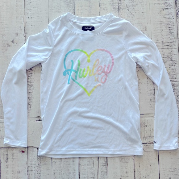 Hurley Long Sleeve Rash Guard Swim Top White - Picture 1 of 8